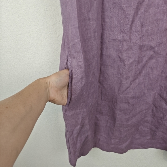 Bryn Walker 100% Linen Tunic Shift Mini Dress Lilac Size 2XS Women's - Picture 7 of 11